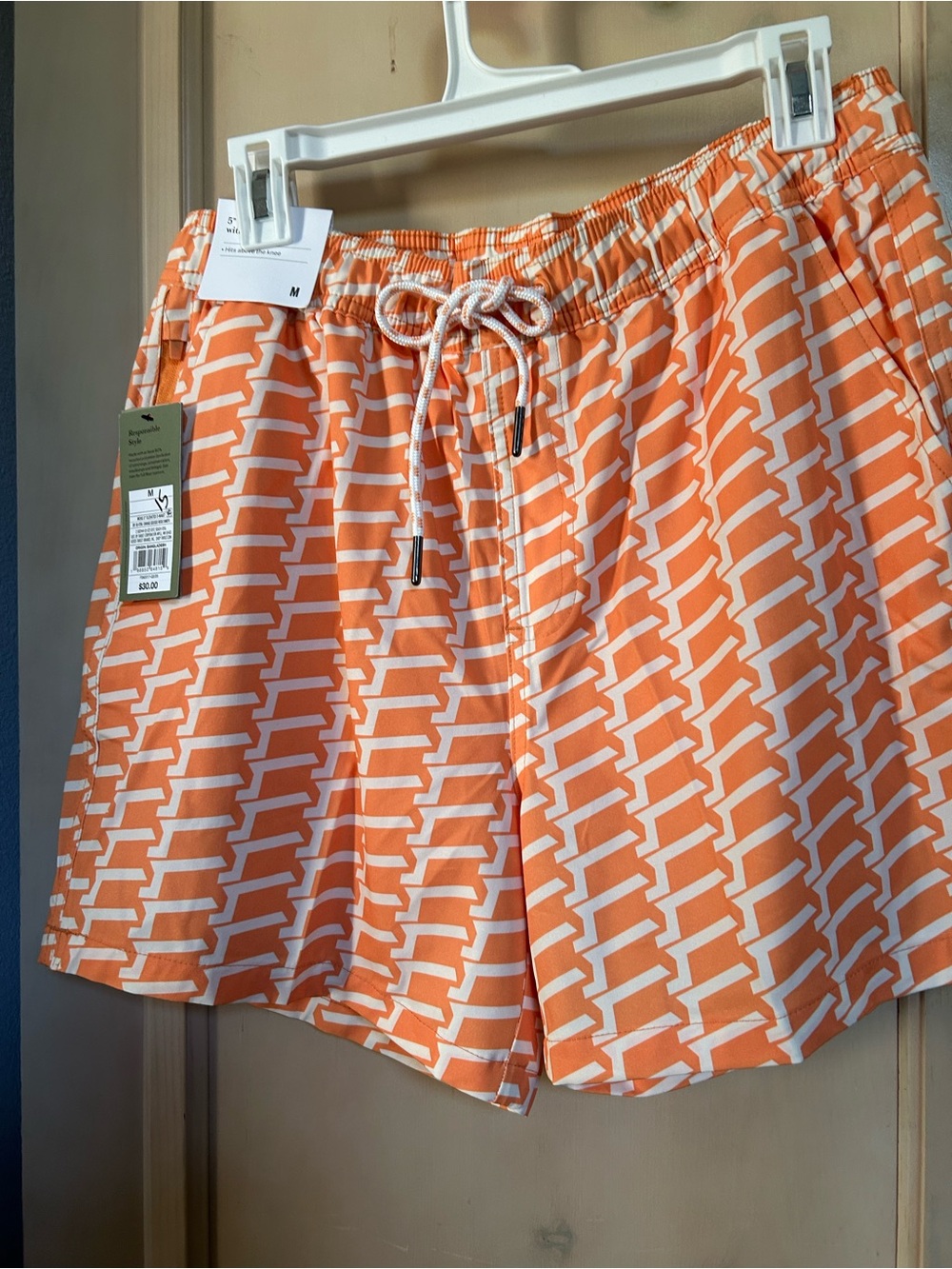Men’s Orange Patterned  swim trunks
